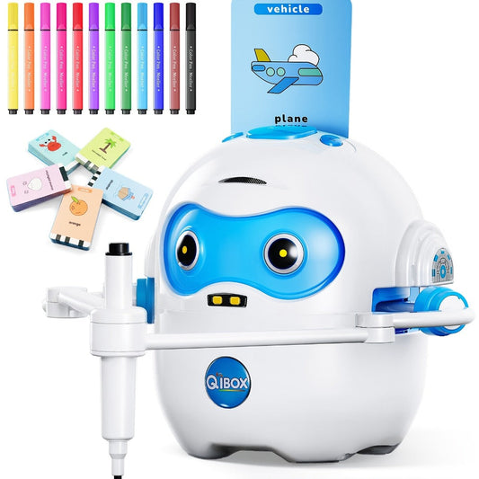 Drawing Robot for Kids Ages 3-8 — Rechargeable 4-in-1 Interactive Learning Machine with 100 Drawing Cards & Color Pens, STEM Art Toy Gift for Boys Girls, Birthday Christmas White Pink