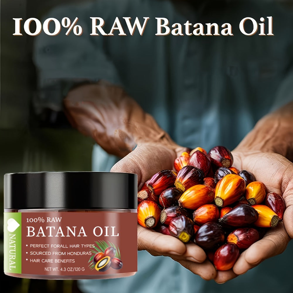 Hair Oil Batana 120g Amber Balm Jar with Black Screw Lid and External-Use Label Instructions