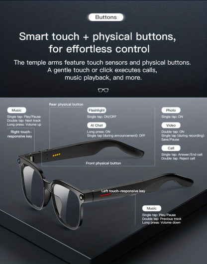 AI Camera Glasses 4K Recording & Real-Time Translation – 163 Languages, 8MP Wide-Angle FPV, 4GB Storage, Wireless Smart Glasses for Travel & Driving