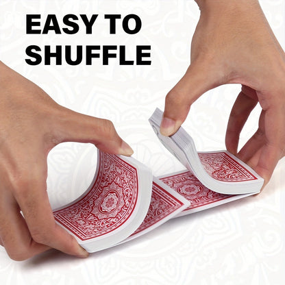 Twelve-Deck Jumbo Index Playing Card Set with Six Black and Six Red Poker-Size Decks for Table Games
