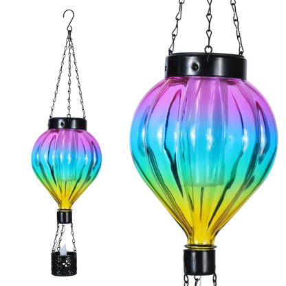 Solar Hot Air Balloon Lantern Garden Light, Flame Effect Decor