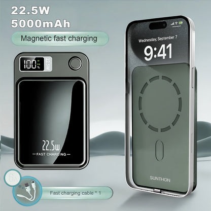 Magnetic Wireless Power Bank with 5000mAh and 10000mAh Labels, Flip Display and Four Color Options