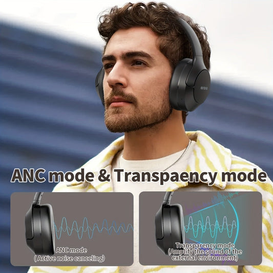 70H Hybrid ANC Over-Ear Headphones Wireless with Mic – Dual Device Connection 40mm Hi-Res Deep Bass Foldable Lightweight Type-C for Home Office Travel Black