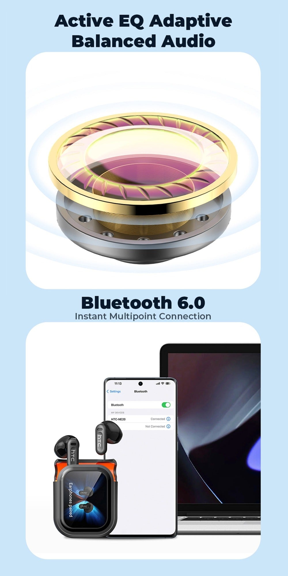 AI Translation Earbuds with Color Touchscreen Charging Case in Black or White and Five Bundle Options