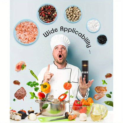 Electric Salt and Pepper Grinder Set 2-Pack Rechargeable with Charging Base & White Light - One-Hand Operation