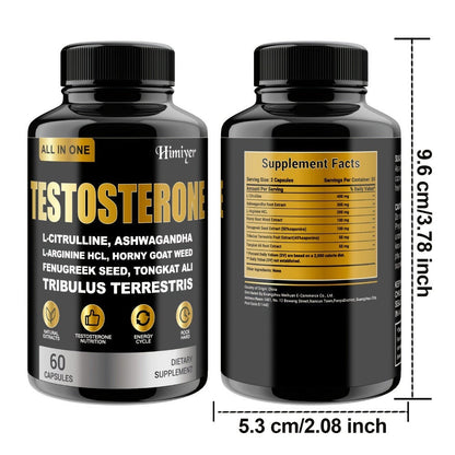 Male Testosterone Support Capsules with Maca Root, Epimedium, L-Citrulline & Ashwagandha — Men's Vitality, Strength, Stamina & Energy Supplement | Natural Performance Formula for Men Over 40 | 1 or 3 Pack