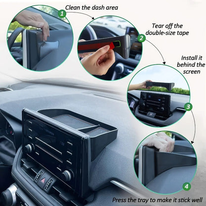 Car Dashboard Non-Slip Tray Organizer - Rubber Base Open Front Holder for Phone Keys Coins Cards, Universal Anti-Slip Car Dash Storage Tray