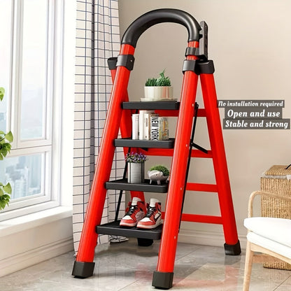 Portable Folding Step Ladder 3/4/5-Step, 500 lbs Weight Capacity, Heavy Duty Non-Slip Plastic Step Stool Ladder, Lightweight Foldable Ladder for Household, Kitchen, Office & Industrial Use