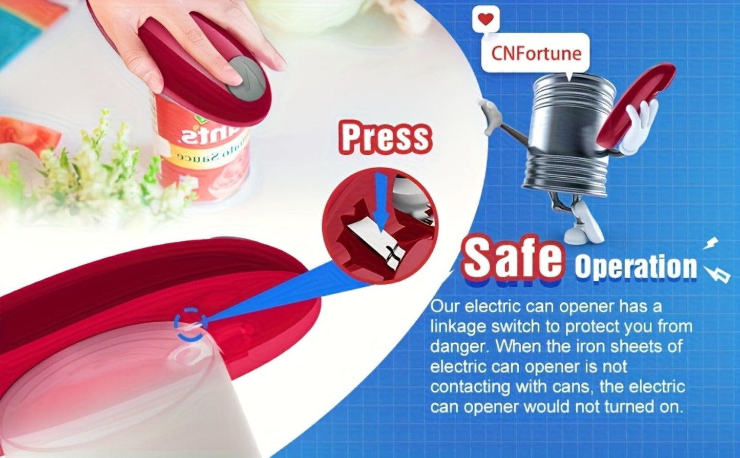Cordless One-Touch Can Opener in Two Models: Black Big Helper or Red Master Opener Selection