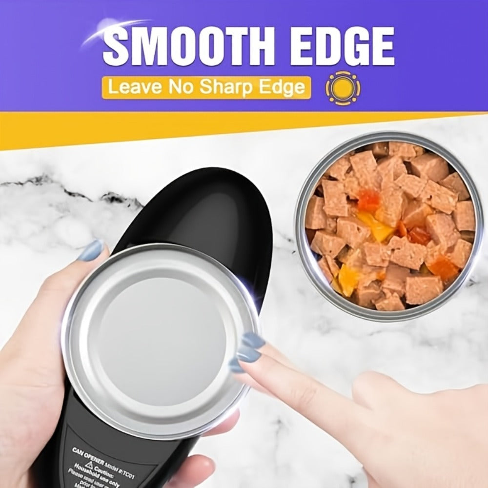Electric Can Opener, One-Click Auto Shut-Off with Smooth Edge Cut — Safe & Easy for Elderly, Arthritis, Weak Grip | Fits All Round & Oval Cans | Great Gift for Home, Camping & Kitchen