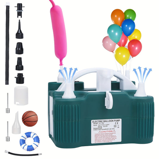 Electric Balloon Pump Party Supplies Tool with Inflate, Deflate and Seal Modes plus Four Nozzles