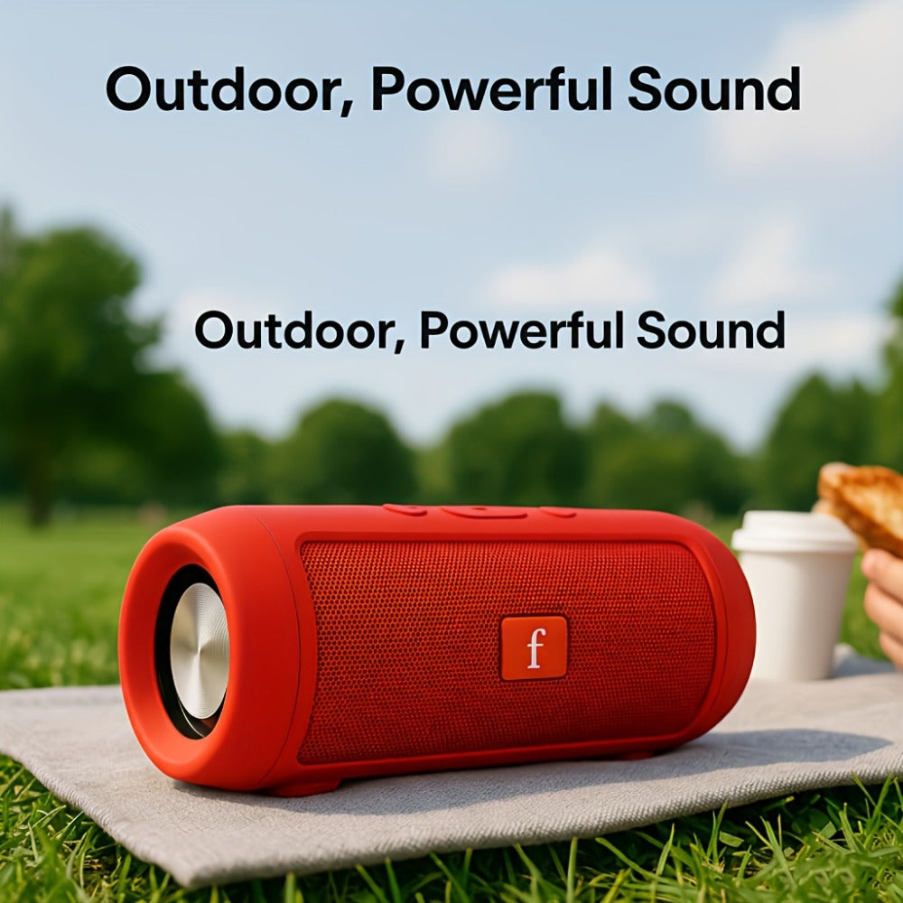 Bluetooth Speaker Cylindrical TWS Stereo-Pairing Model with USB Charging and Red or Black Color Options