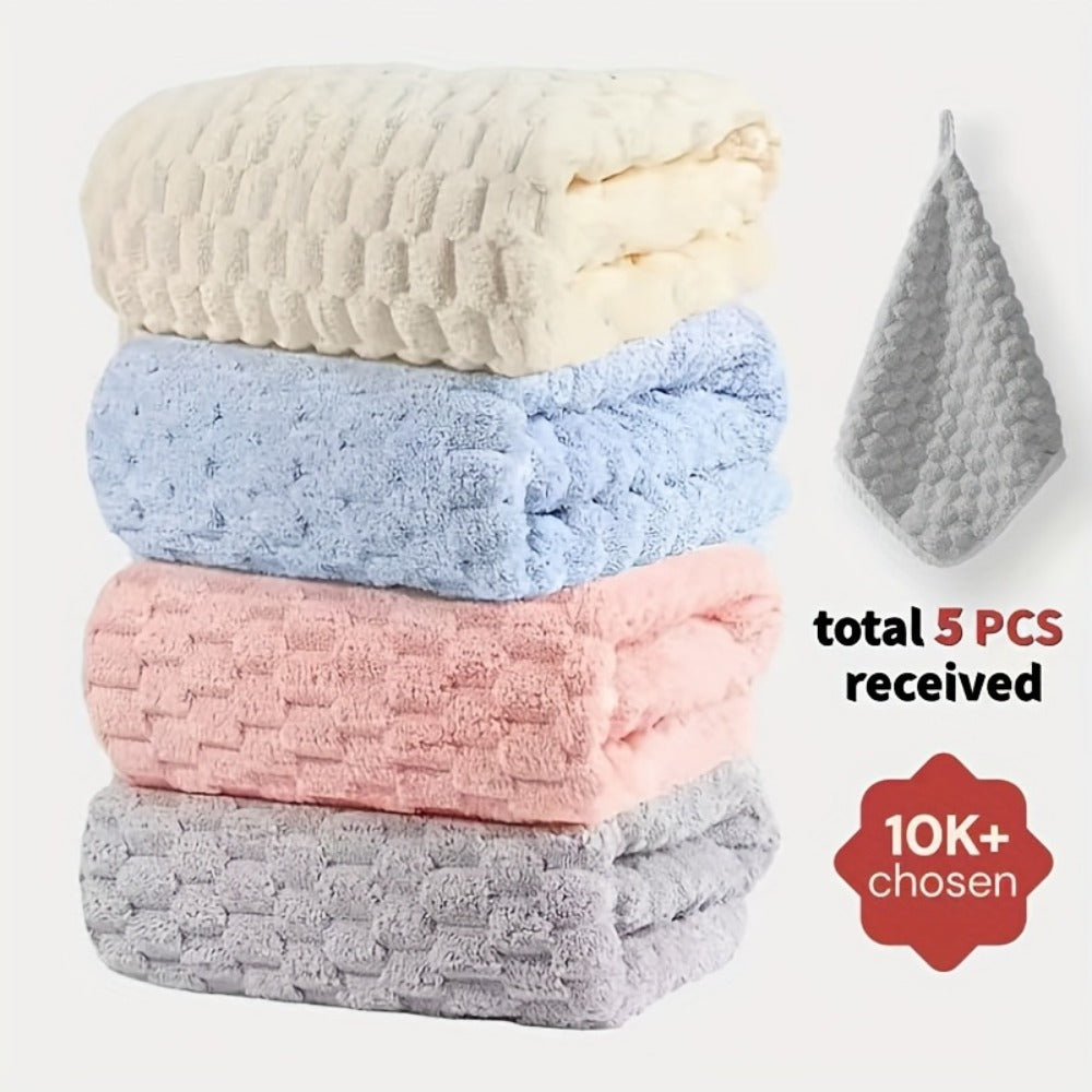Bath Towels Set 4 or 8 Piece Microfiber Waffle Weave Collection in Gray, Pink, Blue and Beige