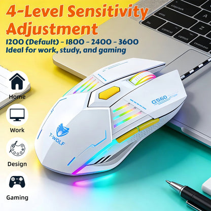 Programmable RGB Gaming Mouse Wired Pro-Grade with Turbo Click Multi-Mode DPI Sensitivity Dynamic for an Everyday Personal Care Routine