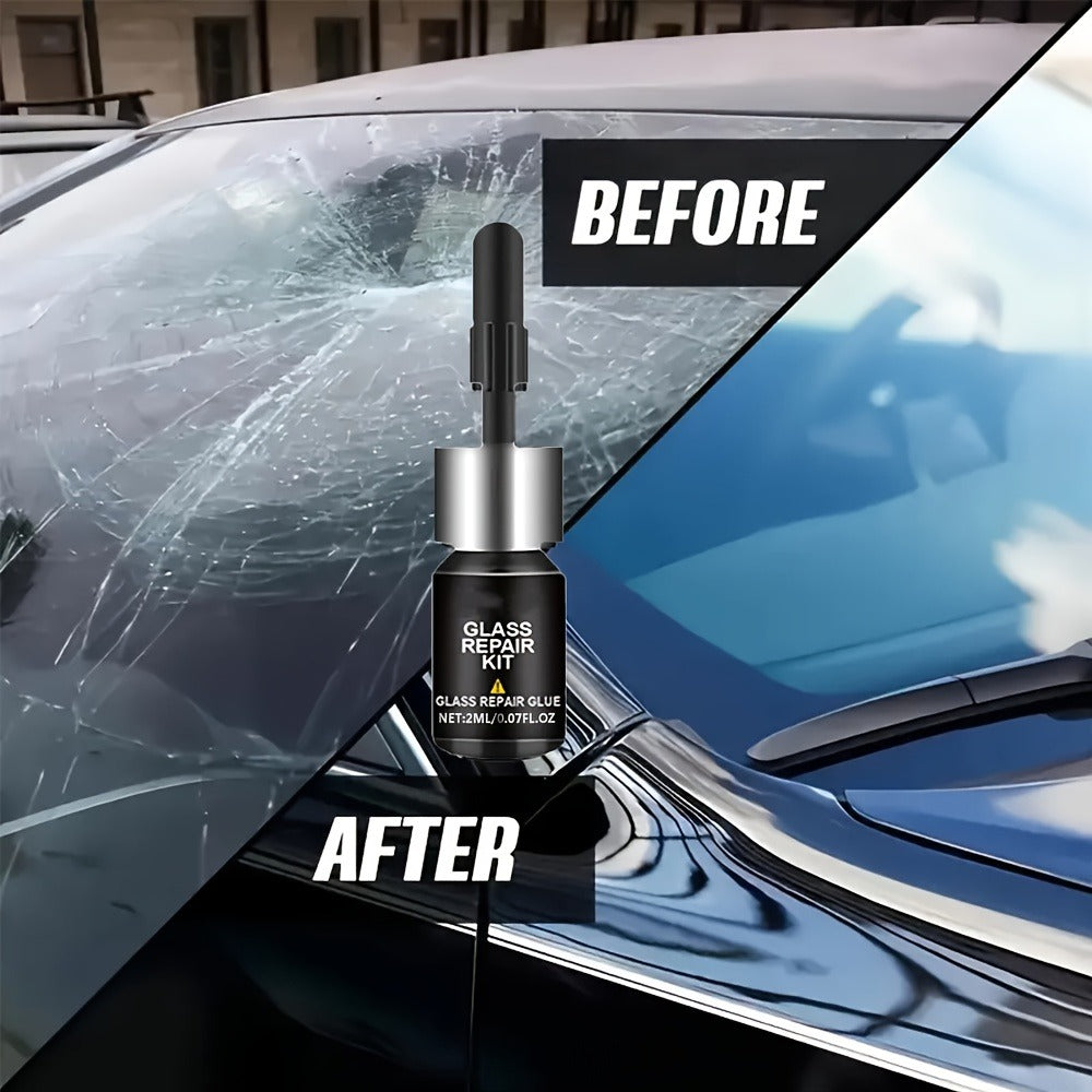 Windshield Repair Kit – 15-Min Quick Fix for Chips, Cracks & Rock Damage | Windshield Crack Repair Fluid with Curing Film, No Tools Needed
