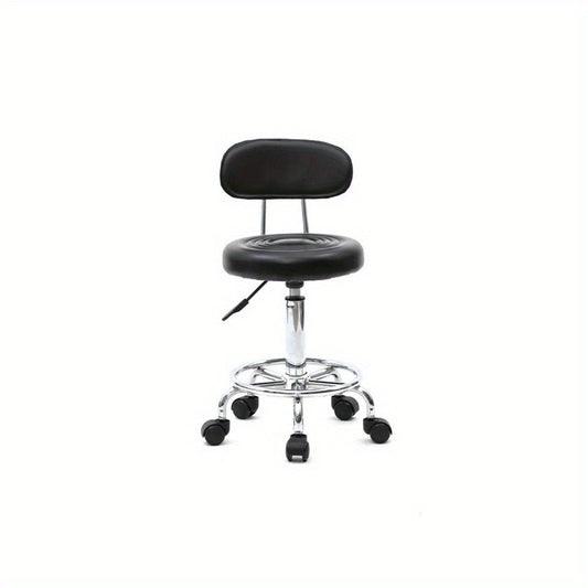 Adjustable Height Bar Stool with Backrest & 360° Swivel - Modern Counter Stool Rotating Chair for Kitchen Island Dining Room Bistro Spa Salon, Armless Striped Design, White