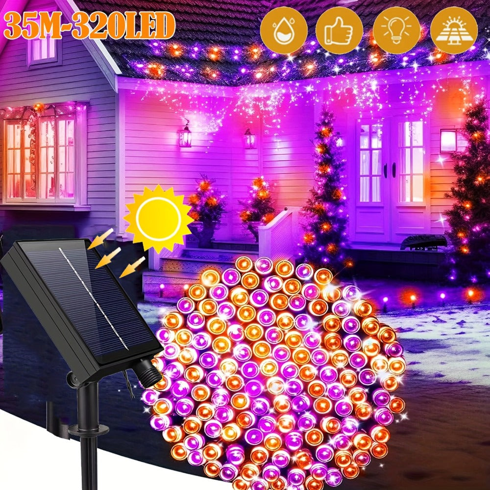 Solar Rope Lights Outdoor – Waterproof Fairy String Lights with Remote Control 8 Modes 1200mAh Battery for Garden Patio Fence Tree Wedding Party – Multicolor Cold White Purple Yellow – 49-115FT