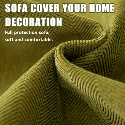Sofa Cover Ribbed Chenille Stretch Panels with Non-Slip Design for 1 to 4 Seats, Armrests or Cushions