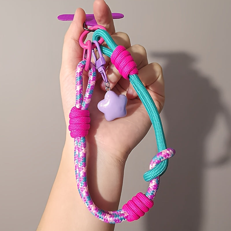 Nylon Phone Lanyard with Star Pendant Dual-Use Crossbody & Wrist Strap Adjustable Durable Neck Strap – 6 Colors for Outdoor Hiking Travel Festival Women Girls Teens Gift