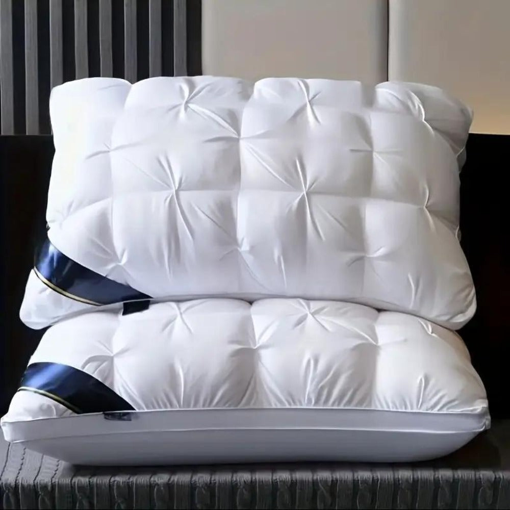 Soft Polyester Fiber Bed Pillow with Satin Cover and Zipper in White or Gray, One or Four-Pack Options
