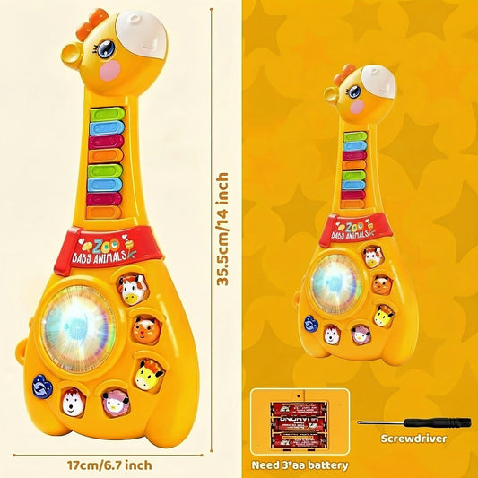 Giraffe Guitar Toy Baby 12 Months with Piano Keys, Animal Sounds & Flashing Lights – Multi-Mode Musical Learning Toy for Toddlers 1 Year Old, Educational Birthday Gift for Boys & Girls