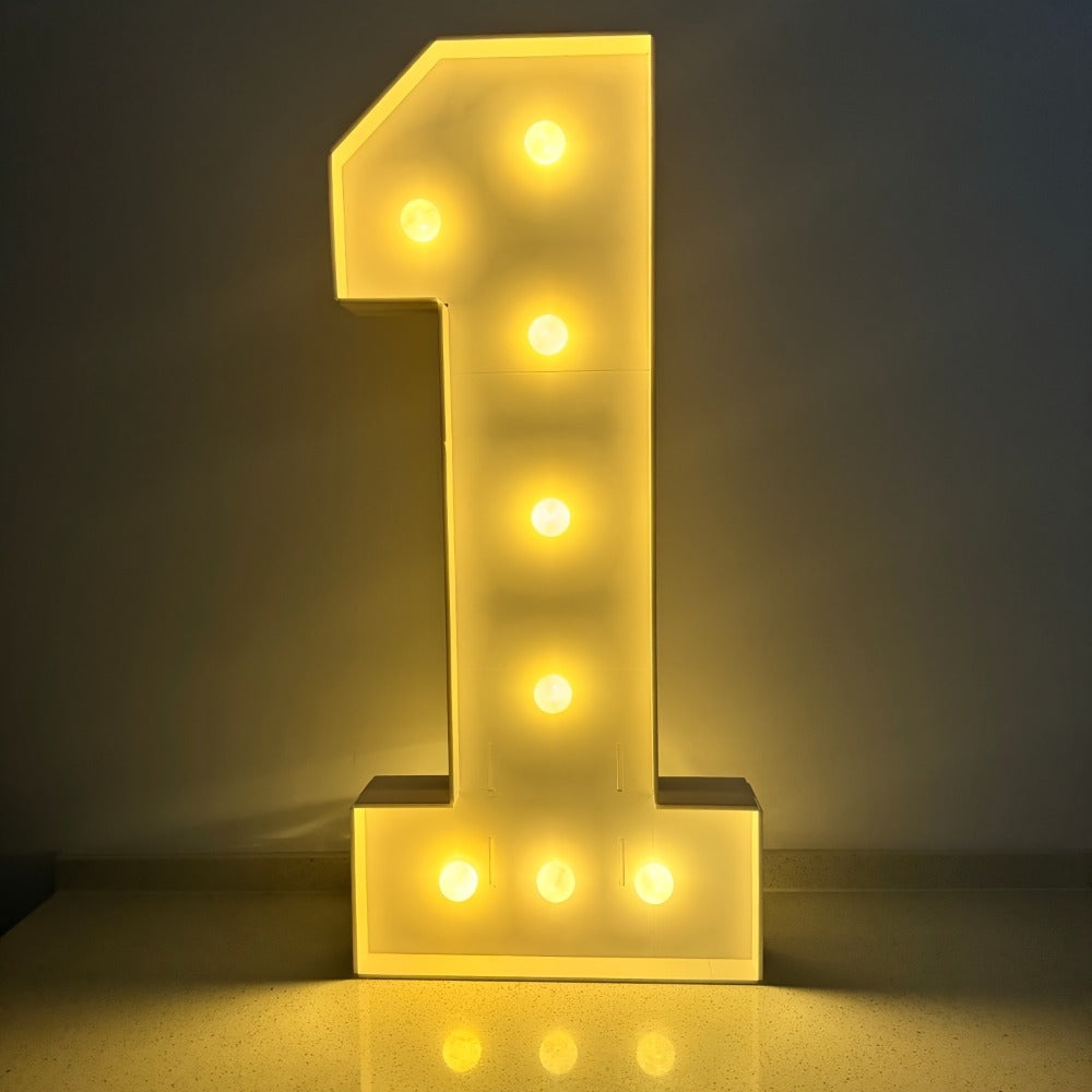 Party Decorations Three-Foot Freestanding Number Sign with Warm White LED Lights and Digits 0–9