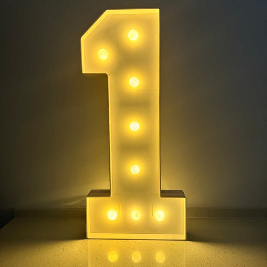 Party Decorations Three-Foot Freestanding Number Sign with Warm White LED Lights and Digits 0–9