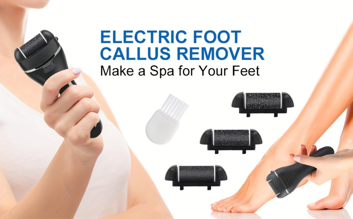 14-in-1 Rechargeable Electric Foot File Kit with Three Roller Heads and Three Color Options