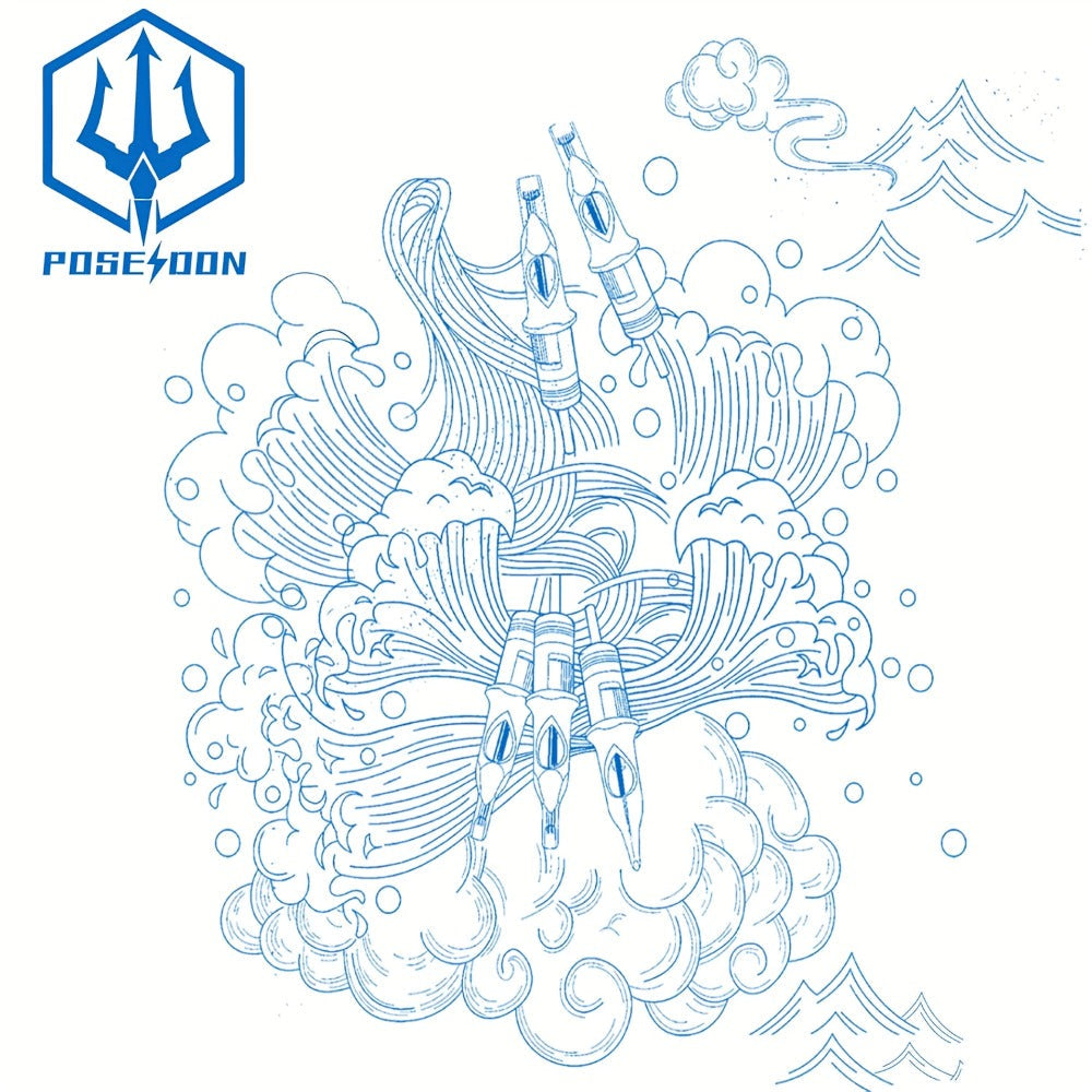 Tattoo Cartridge Needles with POSEIDON V3 Label, 50-Piece Mixed, RL-Only or RS-Only Pack Choices