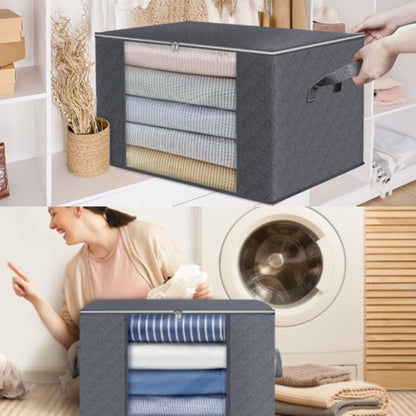 Four-Piece Foldable Storage Bag Set in Black or Gray with Clear Front Panels and Reinforced Side Handles
