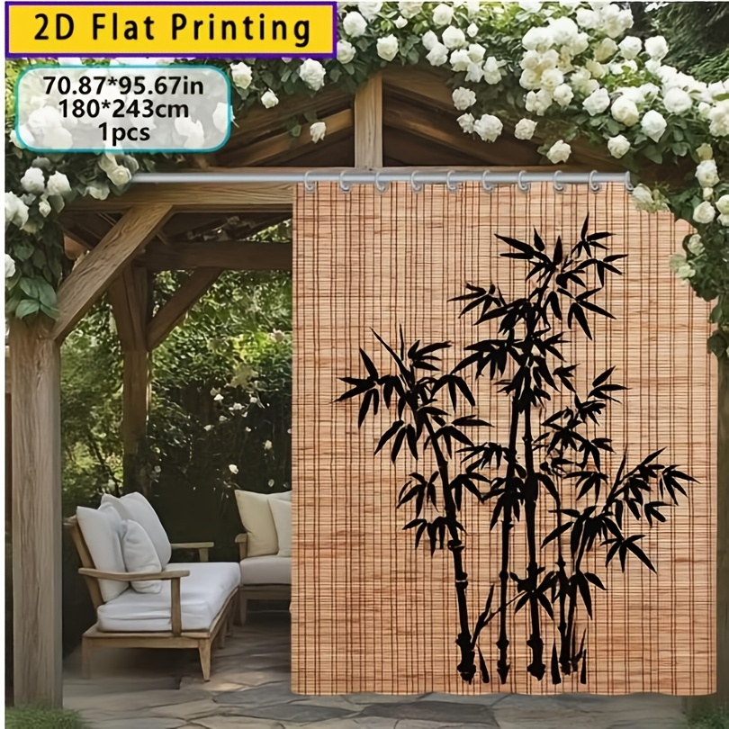 Chinese Bamboo Pattern Blackout Curtain Panels in Three Size and Panel-Count Checkout Options