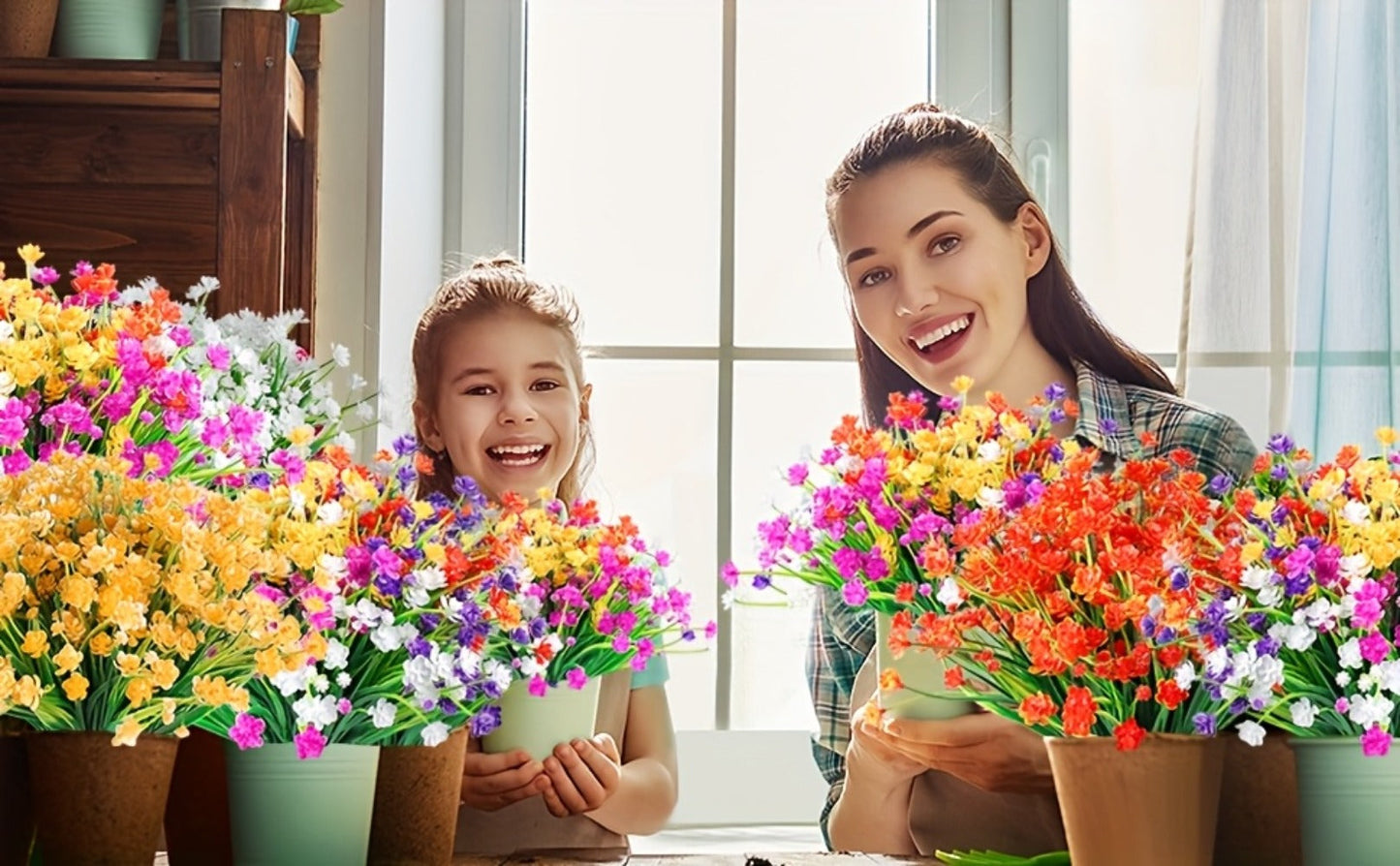 Artificial Flowers 40-Bundle Mixed-Color Floral and Greenery Set for Garden, Party and DIY Decor