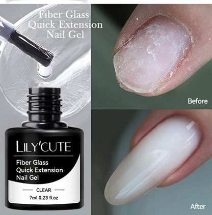 Clear Fiberglass Builder Gel 3-Pack, 7ml Bottles for Broken Nail Repair and Extensions with UV or LED Lamp Curing
