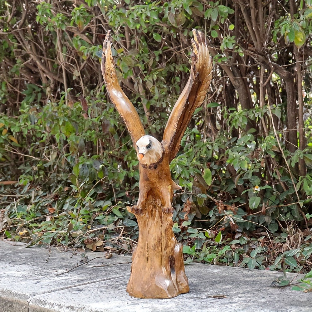 Lifelike Bald Eagle Resin Statue, 15.5-Inch Wildlife Sculpture for Indoor Shelf, Mantel or Tabletop Display