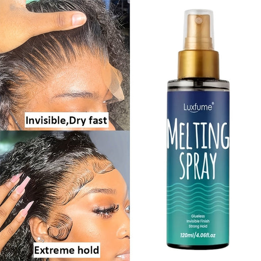 Lace Wig Melt Spray Strong Hold No Residue Quick Dry 4.06 Fl Oz Invisible Glueless Adhesive for Lace Front Closure Wigs Portable 1pc or 2pcs Value Pack