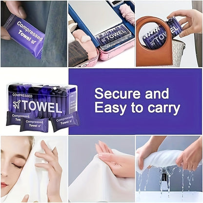 Individually Wrapped Compressed Towel Pack with 28-Piece or 28-Piece Plus 6-Strip Checkout Options