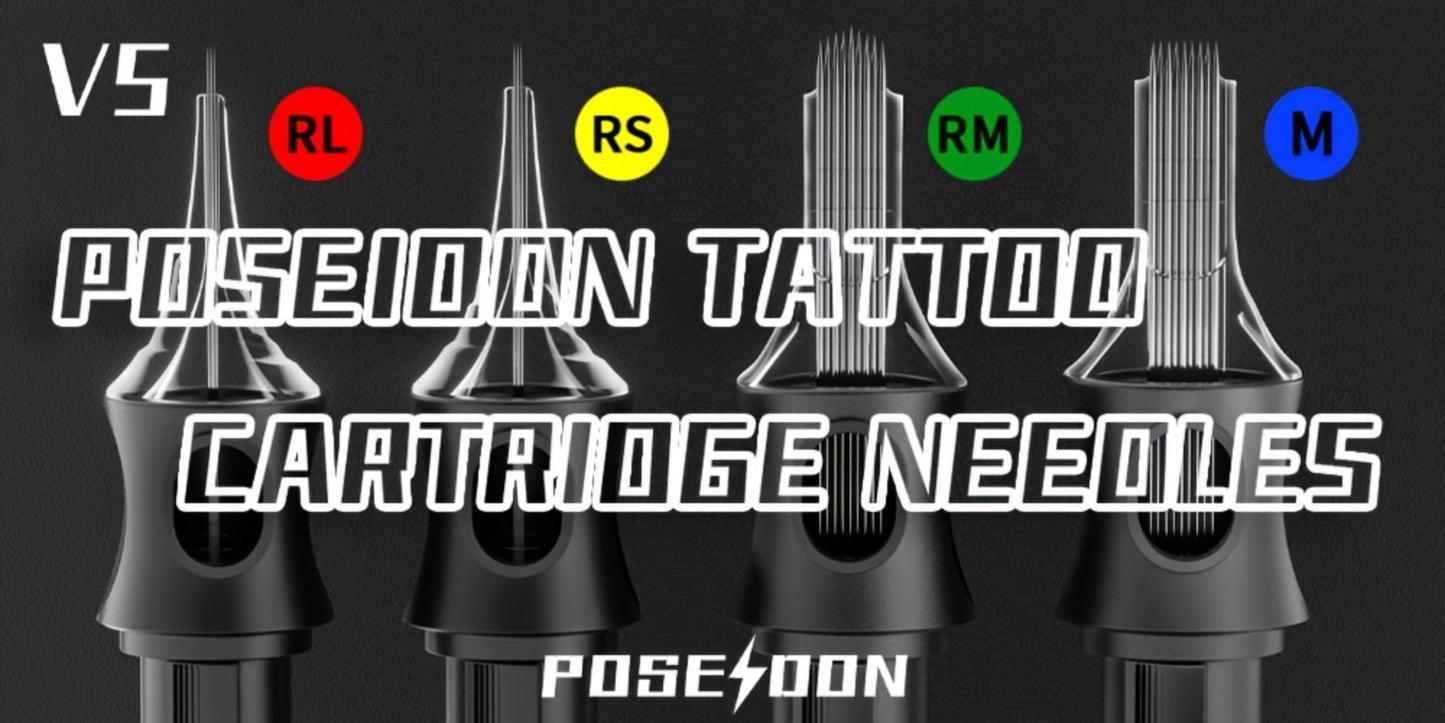 POSEIDON ZH03 Tattoo Kit with 2300mAh Adjustable-Stroke Pen, USB-C Charging, 20 Cartridges and 11 Inks