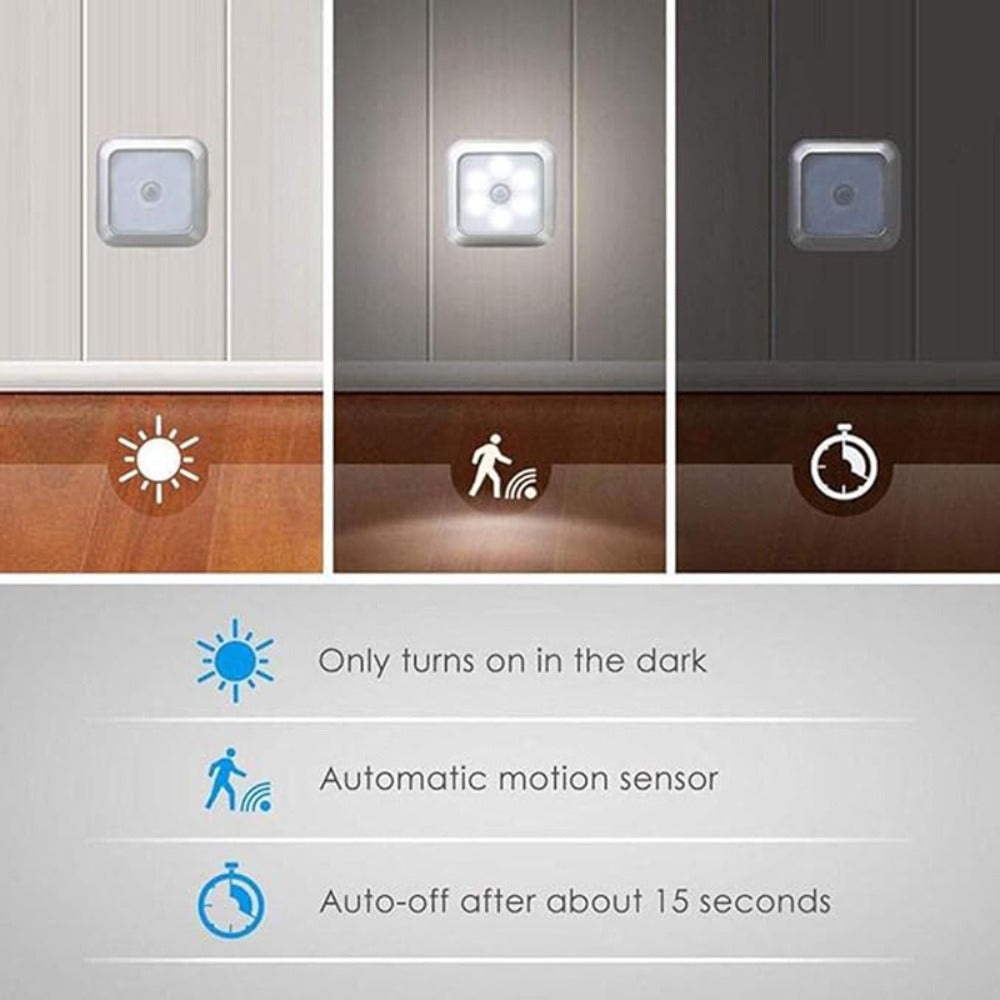LED Night Light Motion Sensor Battery Powered Dusk to Dawn Smart Sensor Compact Nightlight for Bedroom Toilet Stairs Hallway Closet Warm White Cool White 2 Pack