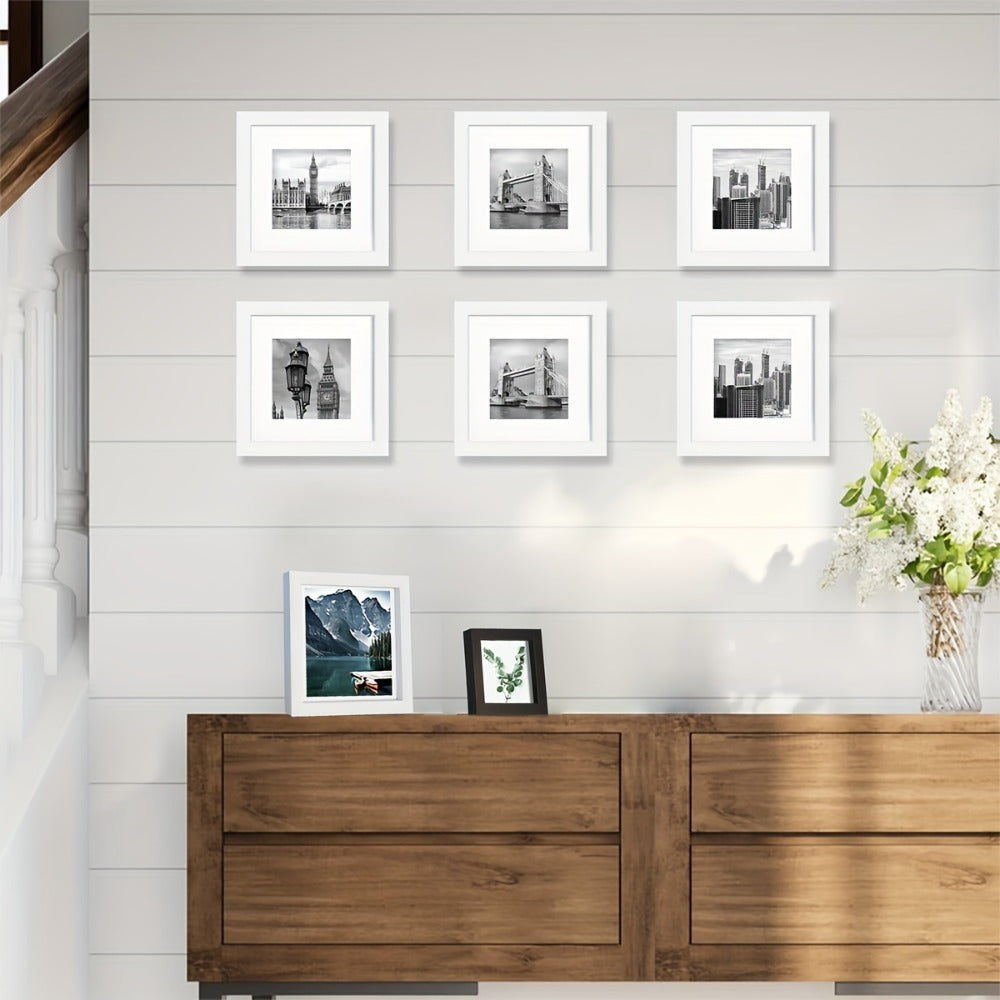 Three-Piece Square Picture Frame Set in Black or White with 8 x 8 or 12 x 12-Inch Wall Options