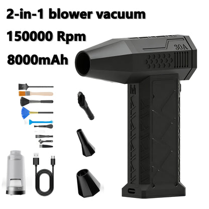 Rectangular Cordless Air Duster with 80000Rpm Body-Only or 150000Rpm Vacuum Set Labels Pictured
