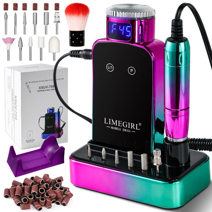 Nail Drill Machine 45000 RPM Cordless Rechargeable Electric Nail File Efile for Acrylic Gel Natural Nails – Professional Manicure Pedicure Polishing Shaping Tool for Salon & Home Use