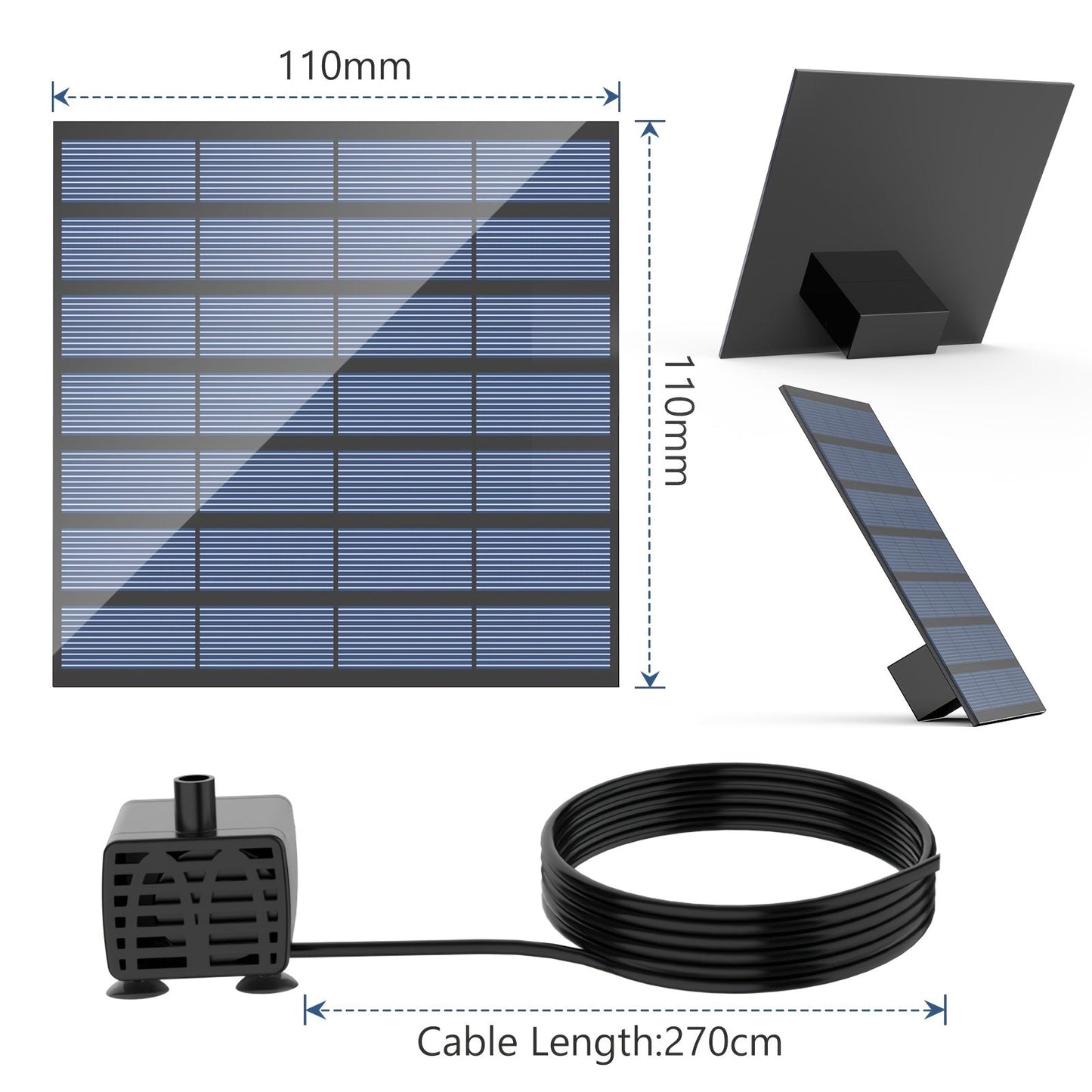 Separate-Panel Solar Fountain Pump with 1.5W, 2.5W, 3.5W and 9W Checkout Options and Nozzle Sets