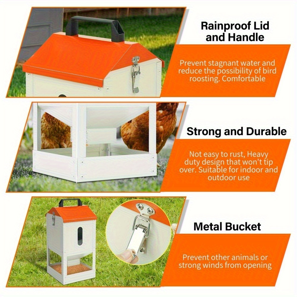 Chicken Feeder Stainless Steel 20 lbs Visible Window Portable Handle with 1 Exact Source Checkout Option