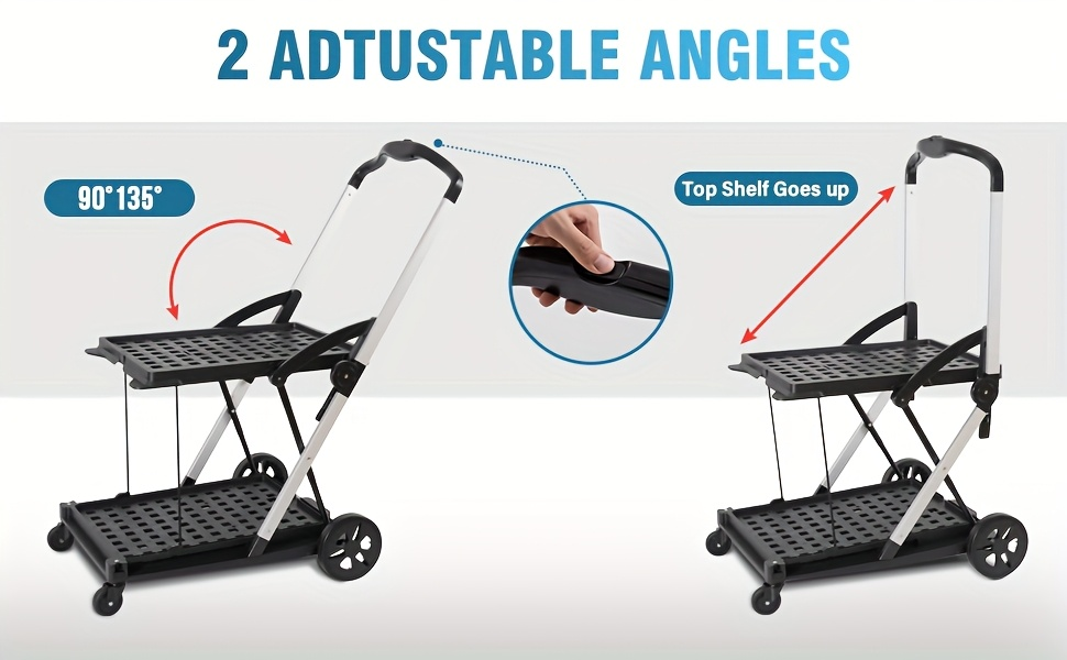 Two Tier Cart with 2 Storage Crates 360° Swivel Wheels, for Garden, Patio and Yard Use, with the Listed Configuration
