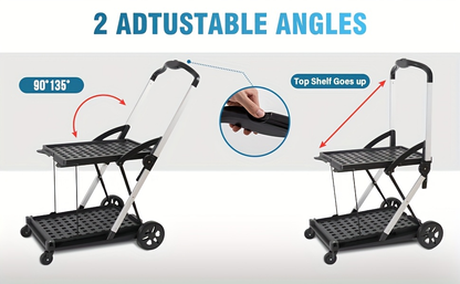 Two Tier Cart with 2 Storage Crates 360° Swivel Wheels, for Garden, Patio and Yard Use, with the Listed Configuration