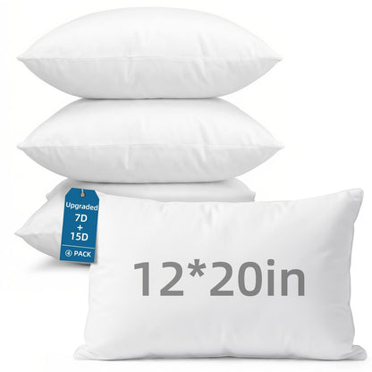 Outdoor Pillow Inserts 4/6 Pack – Soft Microfiber Fill, Waterproof & Fluffy Throw Pillow Inserts for Sofa Bed Couch, 12x20 18x18 20x20 Inch