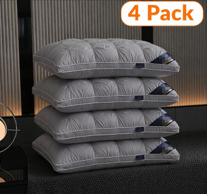 Hotel Quality Pillow Soft Polyester Fiber Bed Pillow with Zipper Closure for Deep Sleep Neck Support, Machine Washable All Season Pillow for Home Bedroom, White Grey 1 2 4 Pack