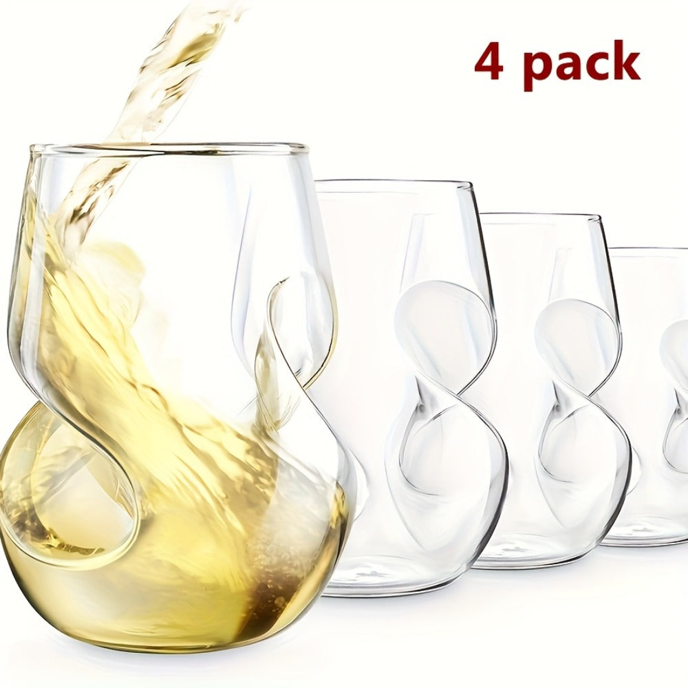 Twist Cocktail Glass Drinkware Set, 400ml Curved Cups in 2, 4 or 6-Piece Options for Home Bar and Table Service
