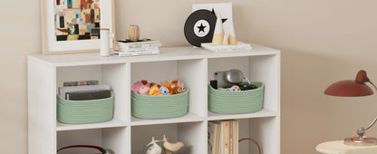 Basket Storage Organizer 6-Pack Cotton Rope Cube Bins 11 x 7 x 5 Inch in Five Color Options