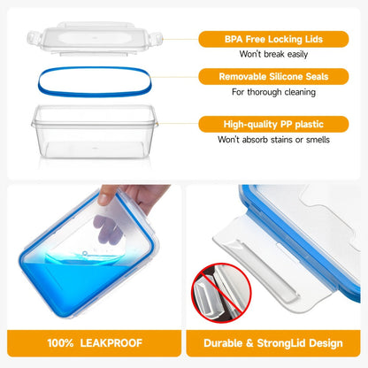 Food Storage Containers 48-Piece Multi-Shape Set with 24 Boxes, 24 Lids and Eight Documented Sizes